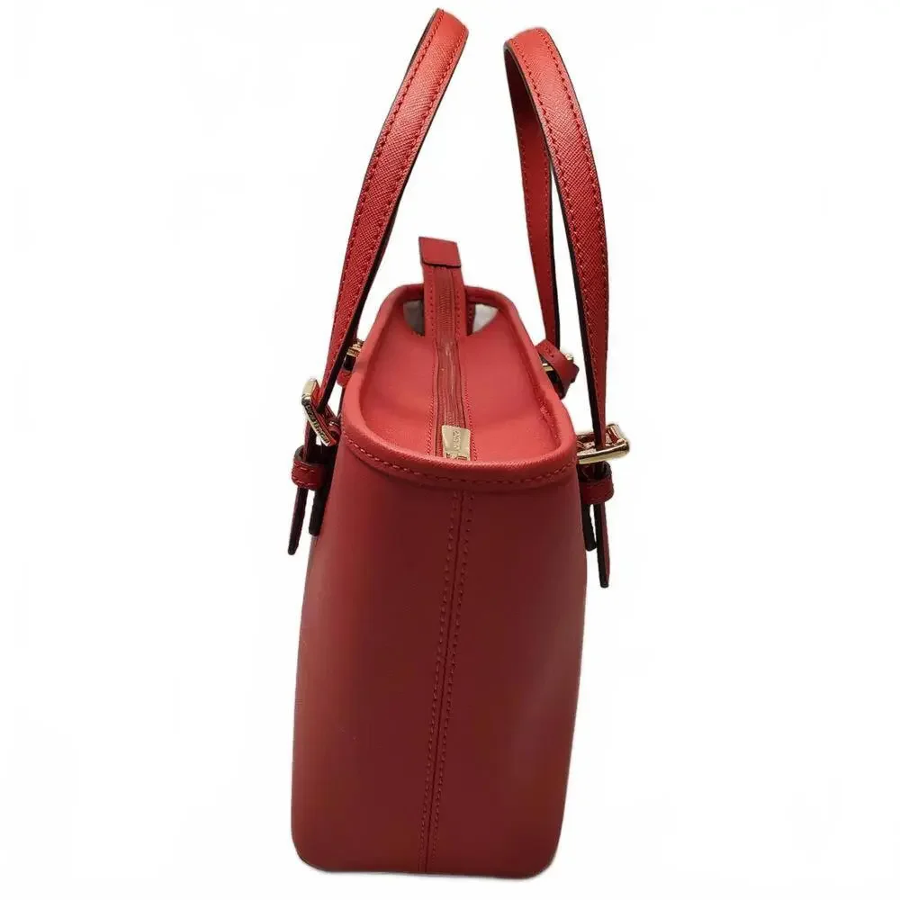 Michael Kors Red Saffiano Leather Small Tote Crossbody Bag‎ Gold Hardware